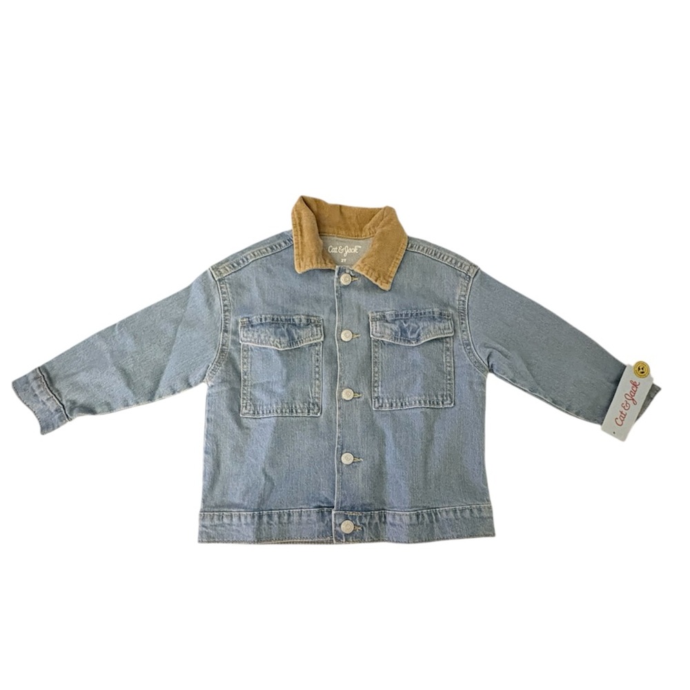 Cat & Jack Blue Denim Jacket with Brown Collar